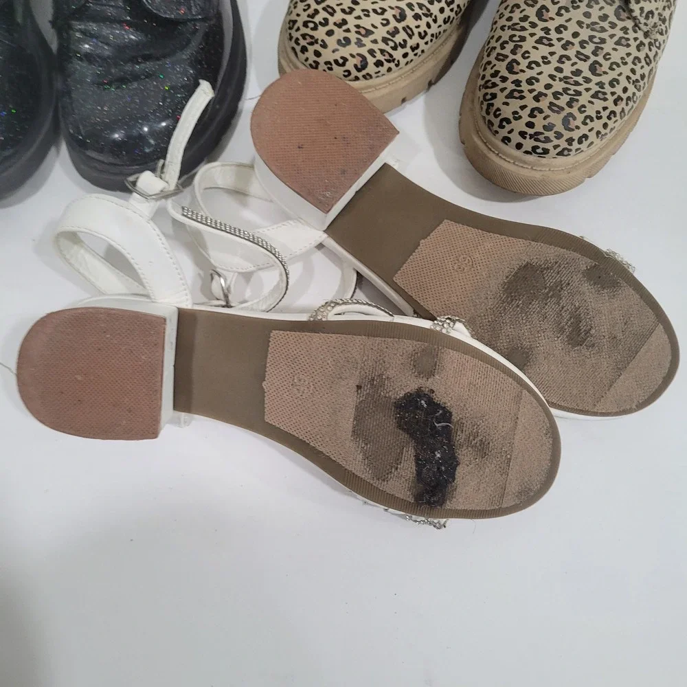 Girls Shoe Bundle‎ Wonder Nation Glitter Boots Leopard Boots Rhinestone Sandals